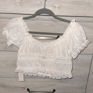 White Ruffle Crop Top